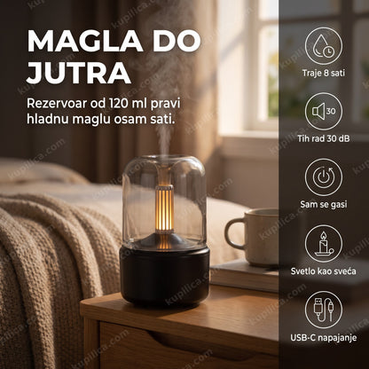 aroma difuzer dq702 — difuzor na noćnom stočiću u spavaćoj sobi uveče, benefiti proizvoda