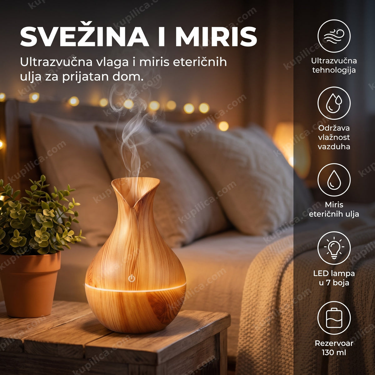 aroma difuzer za eterična ulja sa parom na stočiću, benefiti proizvoda