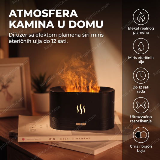 aroma difuzer sa efektom plamena na stočiću u spavaćoj sobi, benefiti proizvoda