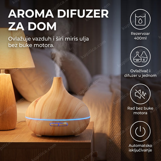 aroma difuzer za dom sa parom eteričnog ulja u dnevnoj sobi, benefiti proizvoda