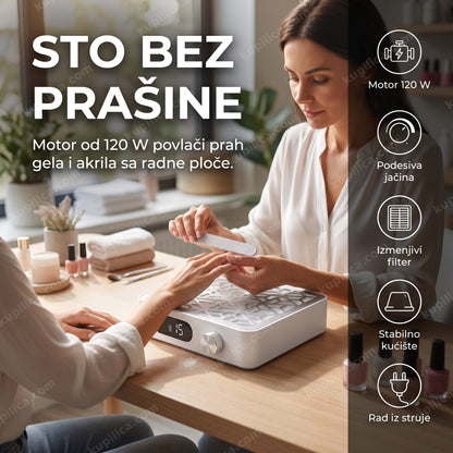 aspirator za nokte 120w nm1200 — manikirka radi za stolom u salonu, benefiti proizvoda