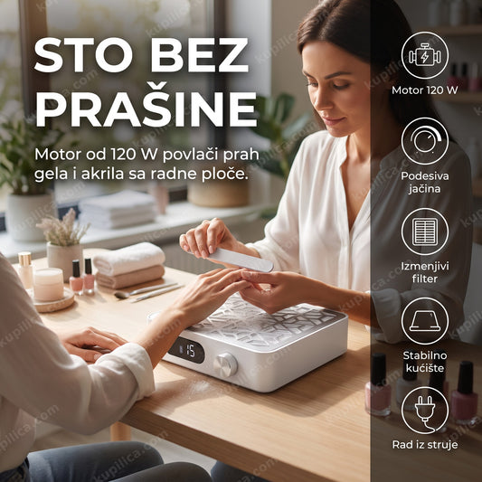 aspirator za nokte 120w nm1200 — manikirka radi za stolom u salonu, benefiti proizvoda