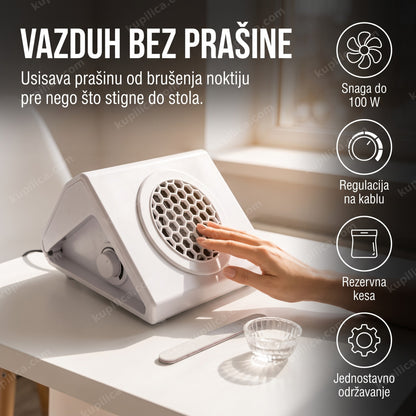 Beli aspirator za nokte sa honeycomb rešetkom na stolu, benefiti proizvoda