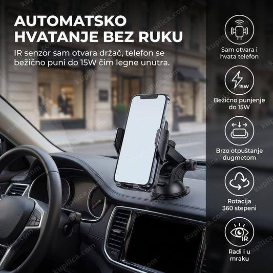 auto držač i bežični punjač za telefon sa IR senzorom u kolima – benefiti proizvoda