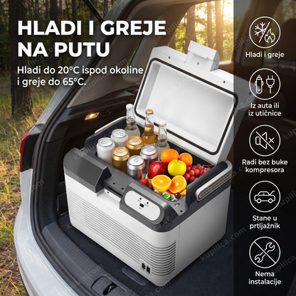 auto frižider otvoren u gepeku sa voćem i pićem, benefiti proizvoda