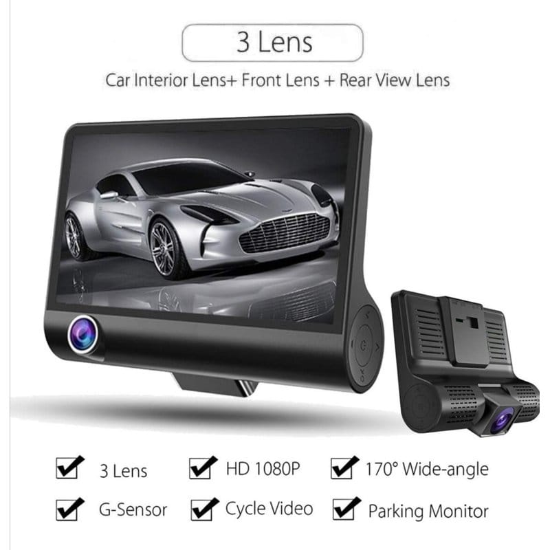 tri objektiva auto kamere 3 u 1 full hd - unutrašnji, prednji i zadnji