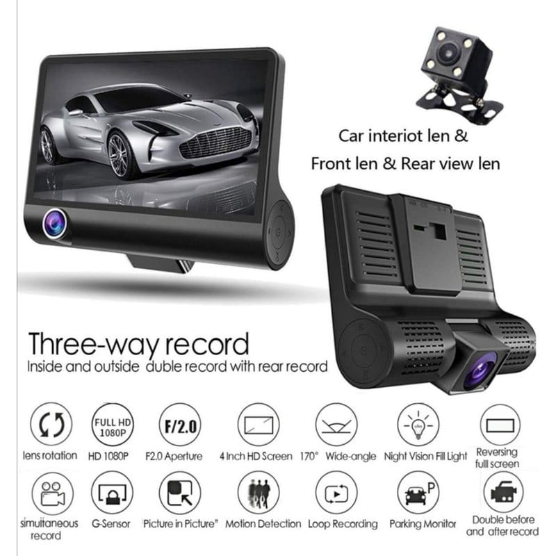 auto kamera 3 u 1 sa ekranom od 4 inča i funkcijom trostrukog snimanja