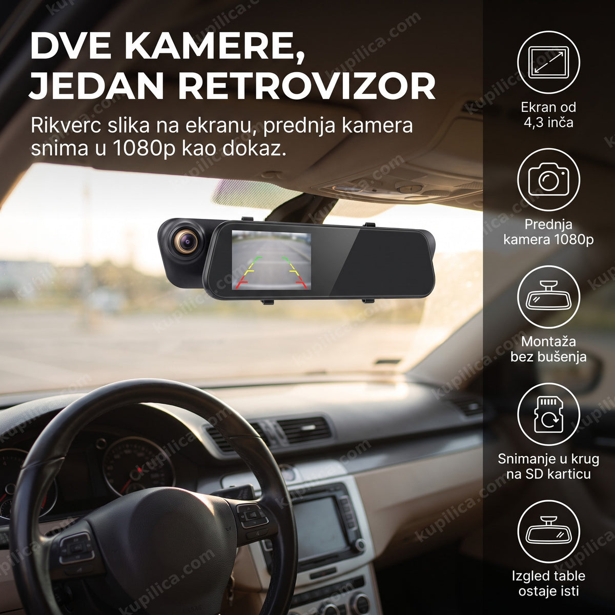 auto kamera retrovizor montirana u enterijeru vozila, benefiti proizvoda