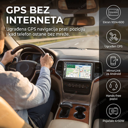 auto multimedija 7025d 2din gps — vozač prati mapu na ekranu u automobilu, benefiti proizvoda