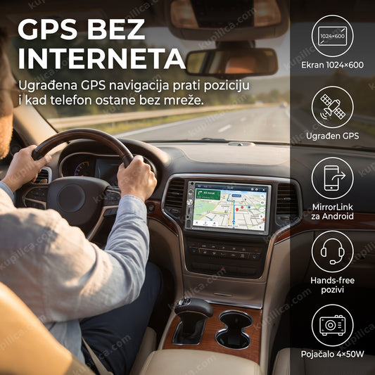 auto multimedija 7025d 2din gps — vozač prati mapu na ekranu u automobilu, benefiti proizvoda