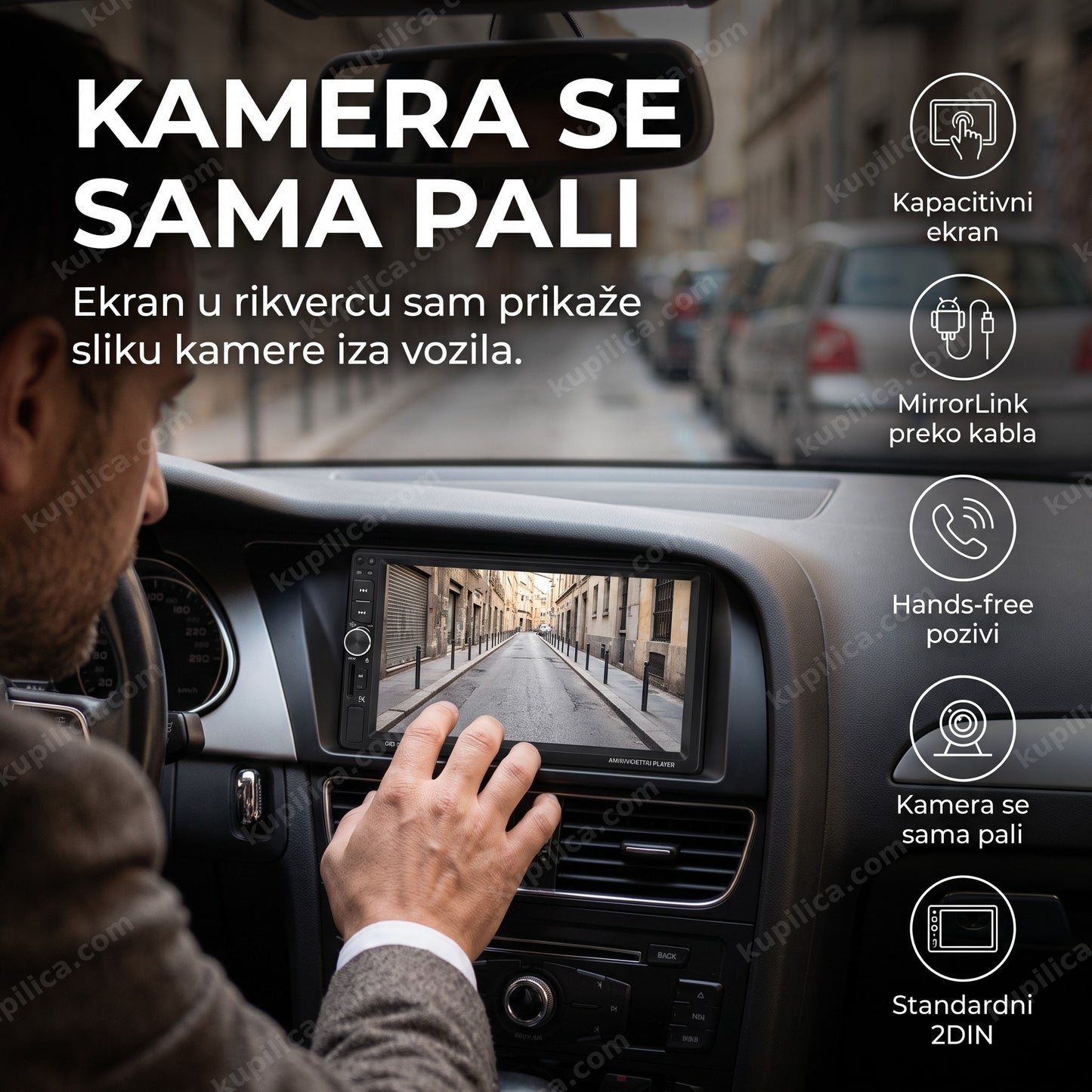 auto multimedija 7031tm 2din — vozač parkira uz pomoć kamere na ekranu, benefiti proizvoda
