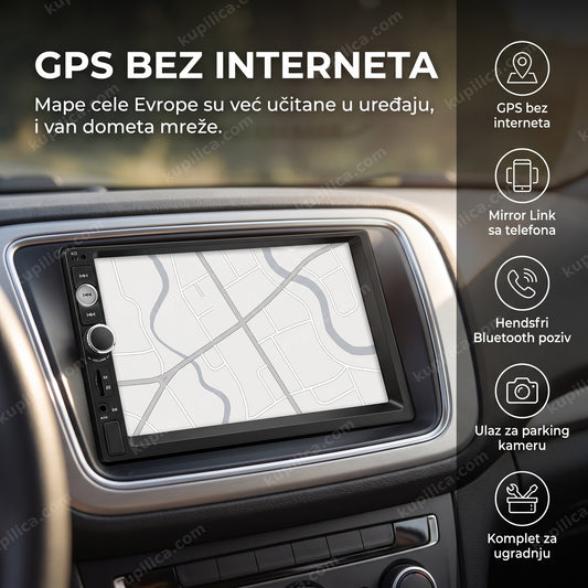 2DIN auto multimedija sa GPS navigacijom i mirror link ekranom u vozilu