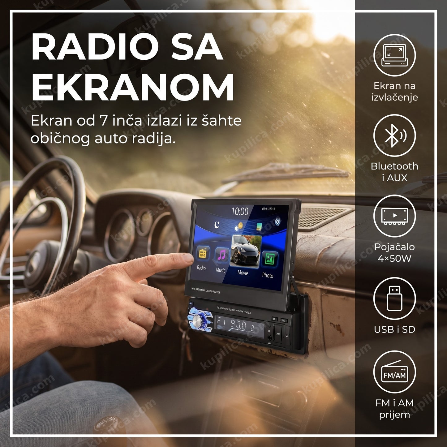 auto radio 1 din ekran na dodir — ekran izlazi iz table automobila, benefiti proizvoda
