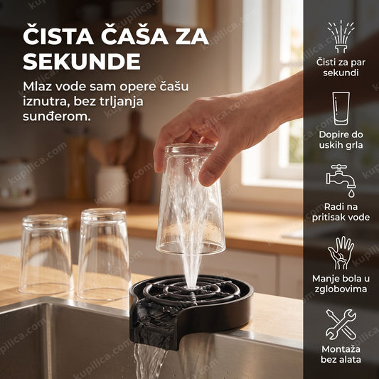 automatski perač čaša za sudoperu sa mlazom vode koji pere čašu, benefiti proizvoda