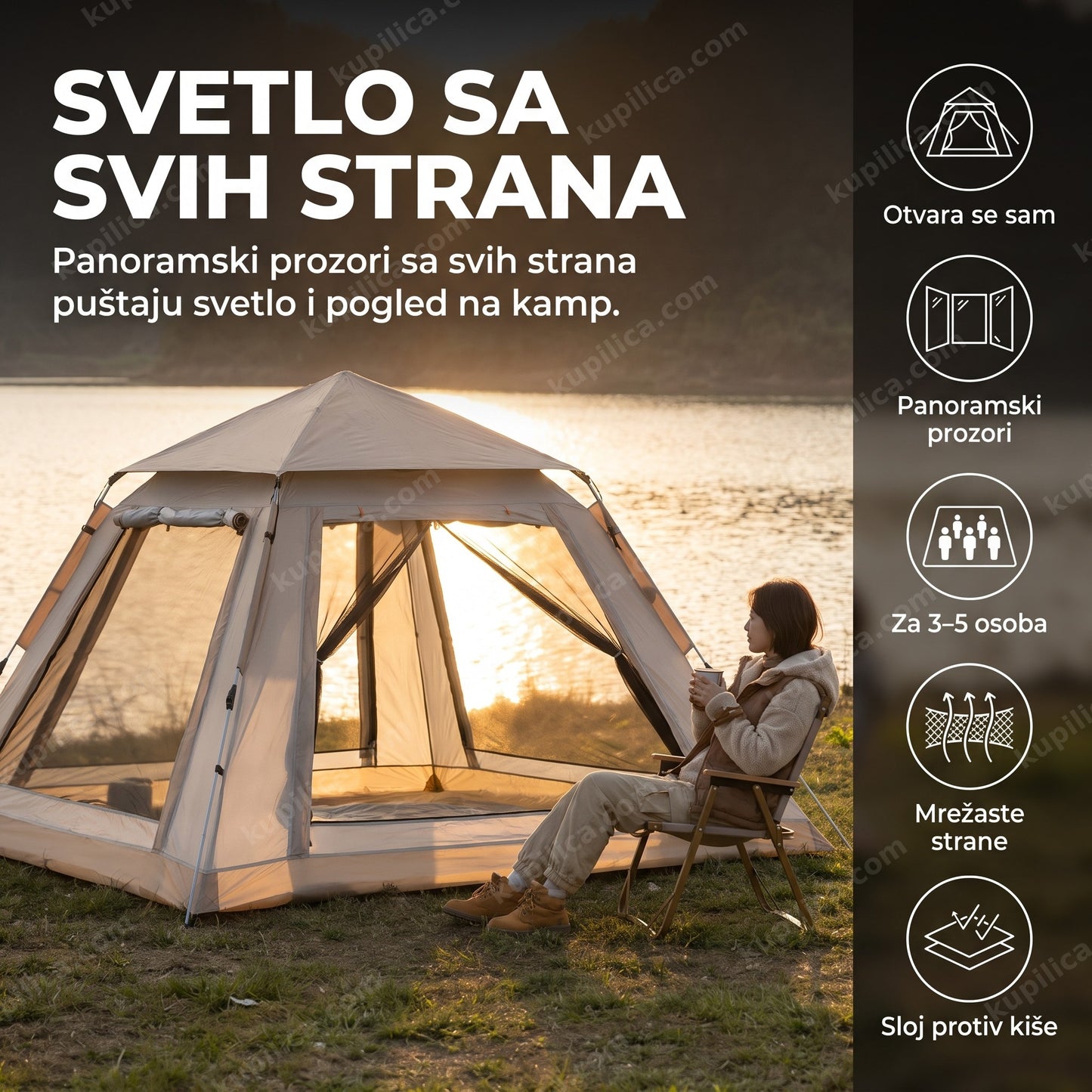 automatski šator sa panoramskim prozorima — šator kraj jezera sa velikim prozorima, benefiti proizvoda