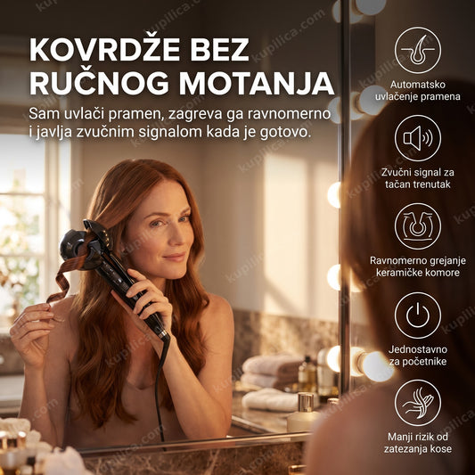 automatski uvijač za kosu sa keramičkom komorom u upotrebi, benefiti proizvoda