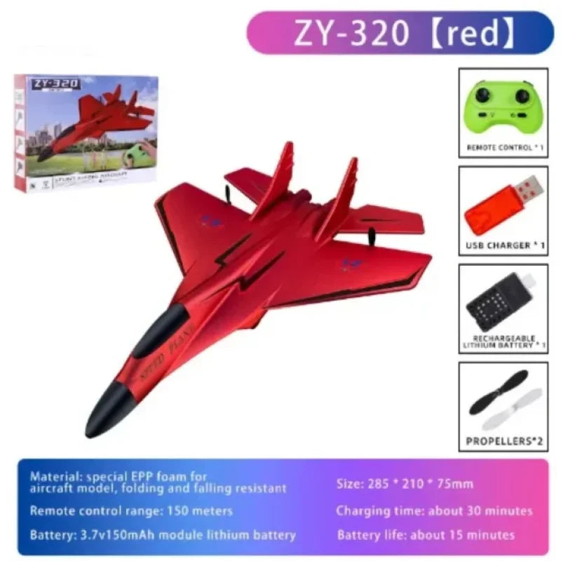 crveni RC avion ZY-320 iz profila sa vidljivim krilima
