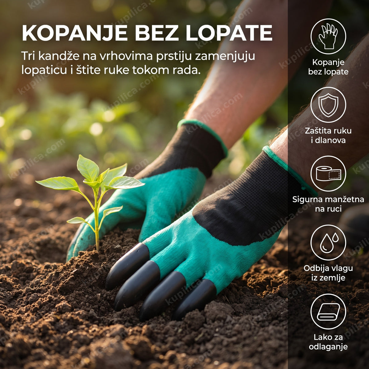 baštenske rukavice sa kandžama za kopanje u bašti pored sadnice, benefiti proizvoda