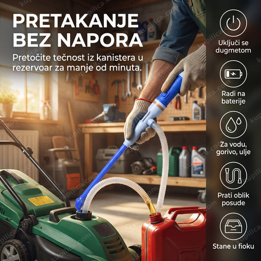 baterijska pumpa za pretakanje tečnosti, pretakanje goriva u garaži, benefiti proizvoda