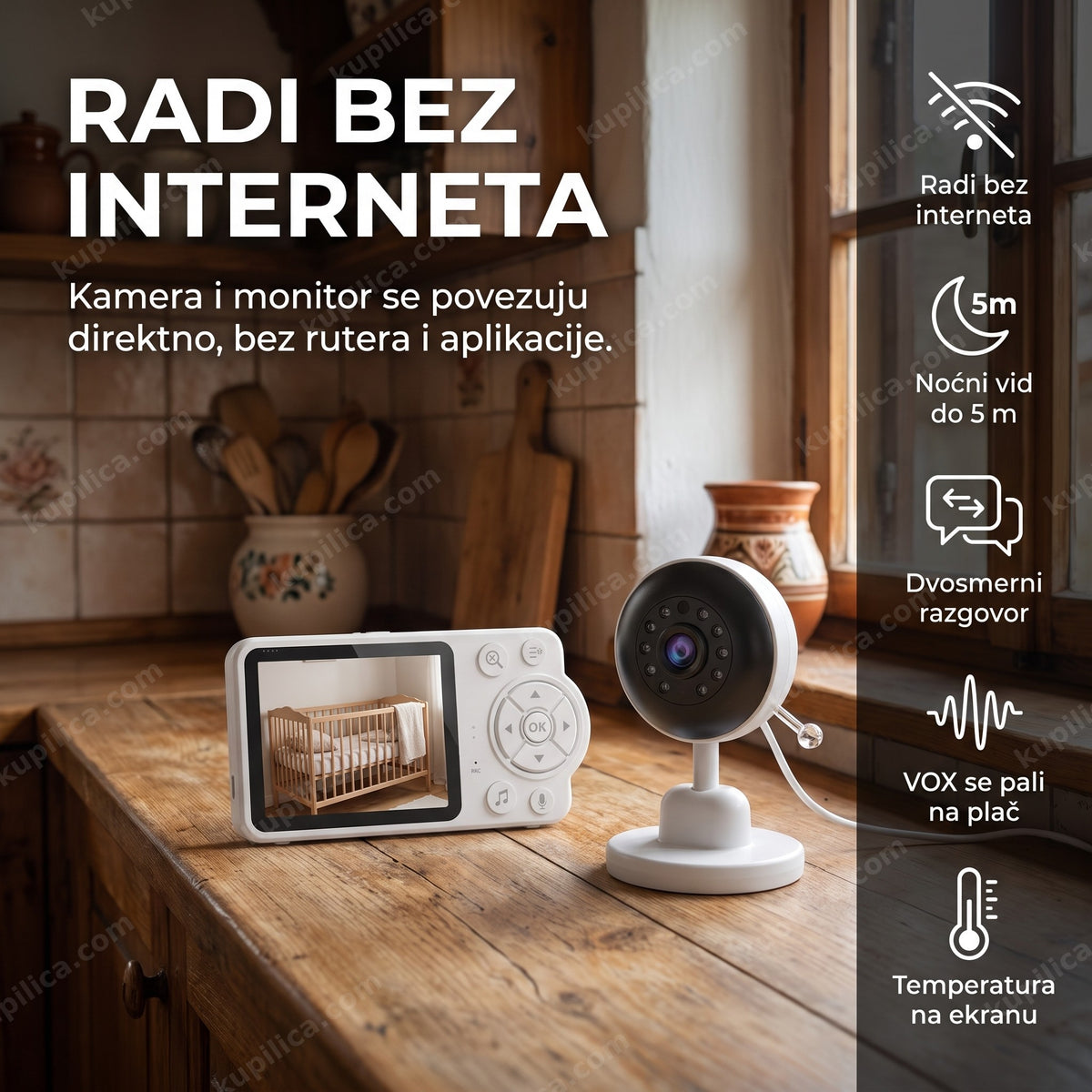 bebi monitor bez wifi — roditelj sa monitorom u vikendici bez interneta, benefiti proizvoda