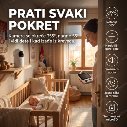 bebi monitor ip kamera — dete u krevecu snima se kamerom sa rotacijom, benefiti proizvoda