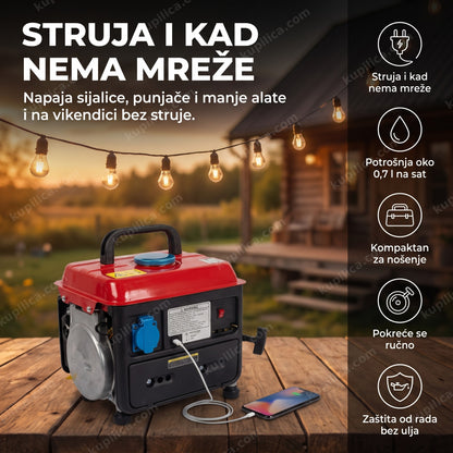 benzinski agregat 1kw za struju na terasi vikendice, benefiti proizvoda