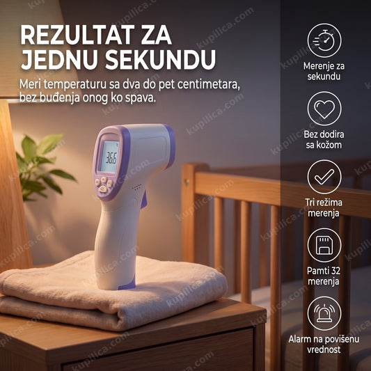 Beskontaktni infracrveni toplomer sa prikazom temperature na ekranu, prikaz benefita