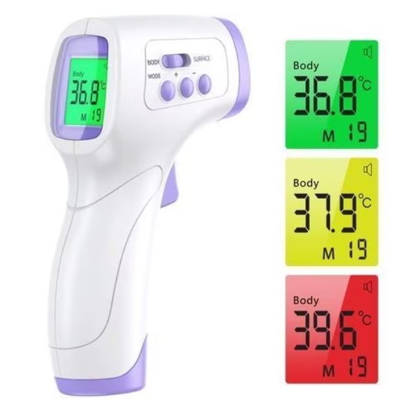 beskontaktni toplomer CK-T1501 — beli infracrveni toplomer za čelo sa LCD ekranom