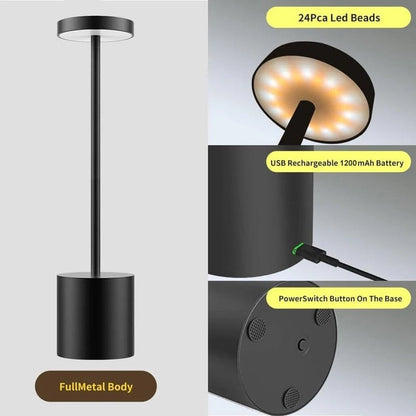 crna led lampa sa uveličanim prikazom led panela, usb punjenja i dugmeta na bazi