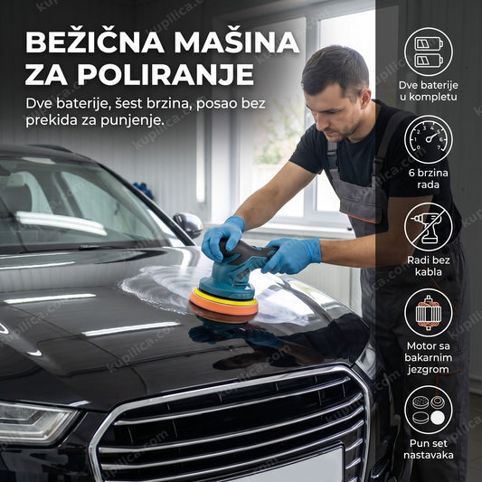 bežična mašina za poliranje haube automobila u garaži, benefiti proizvoda