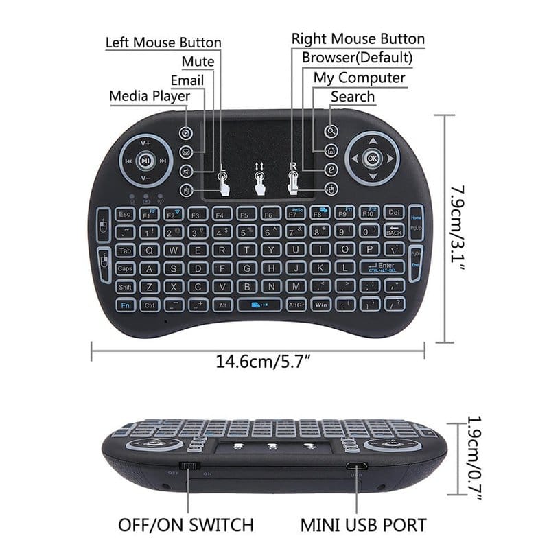 bežična mini tastatura sa RGB osvetljenjem — detalj 7