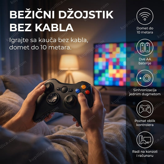 Bežični džojstik na kauču ispred televizora, benefiti proizvoda