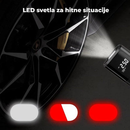 bežični kompresor za auto gume sa dvostrukom baterijom — detalj 1