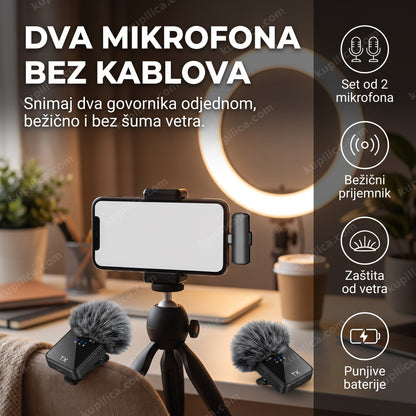 bezicni mikrofon za telefon set od dva mikrofona za snimanje sadrzaja — benefiti proizvoda
