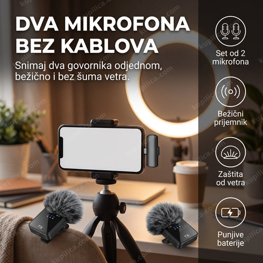 bezicni mikrofon za telefon set od dva mikrofona za snimanje sadrzaja — benefiti proizvoda