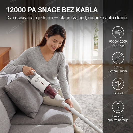 bežični 2u1 usisivač 9000-12000 Pa čisti kauč u dnevnoj sobi, benefiti proizvoda