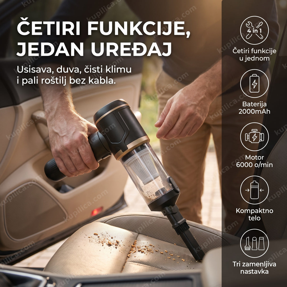 bežični usisivač za auto čisti sedište automobila od mrvica, benefiti proizvoda