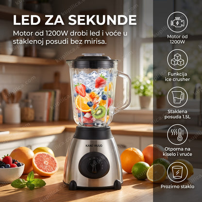 blender za drobljenje leda sa staklenom posudom punom kockica leda, benefiti proizvoda