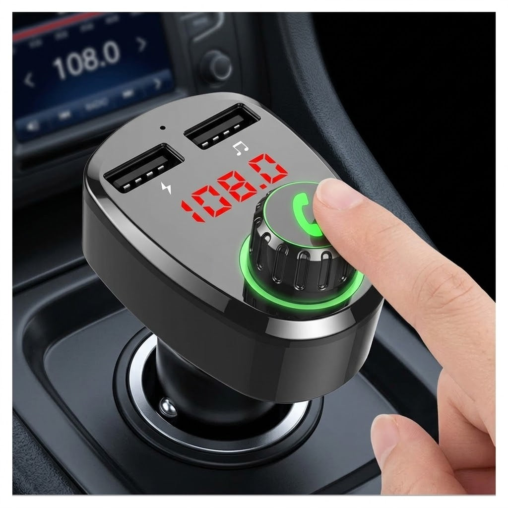 FM transmiter G13 — crni Bluetooth transmiter sa ekranom i dva USB porta