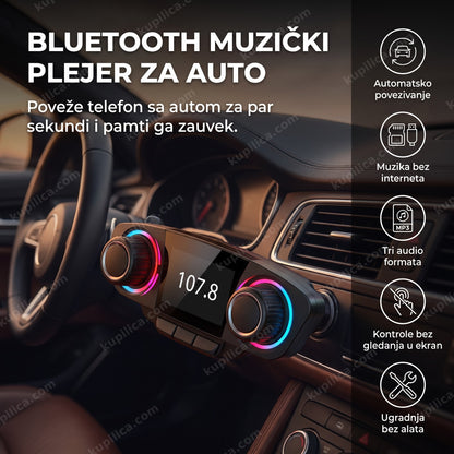Bluetooth muzički plejer montiran u enterijeru automobila sa osvetljenim dugmićima, benefiti proizvoda