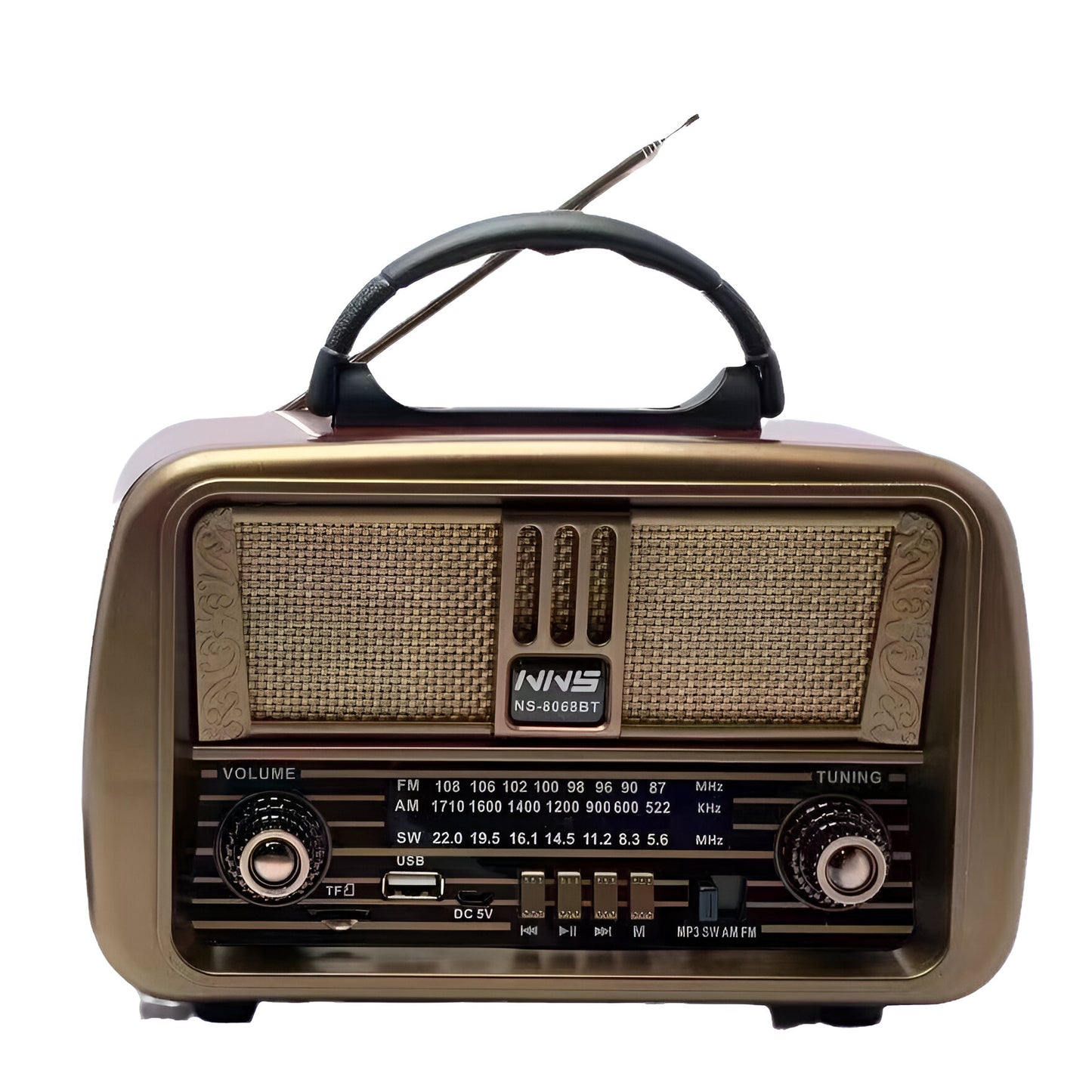 Bluetooth retro radio NS-8068BT — dva zvučnika u drvenom kućištu