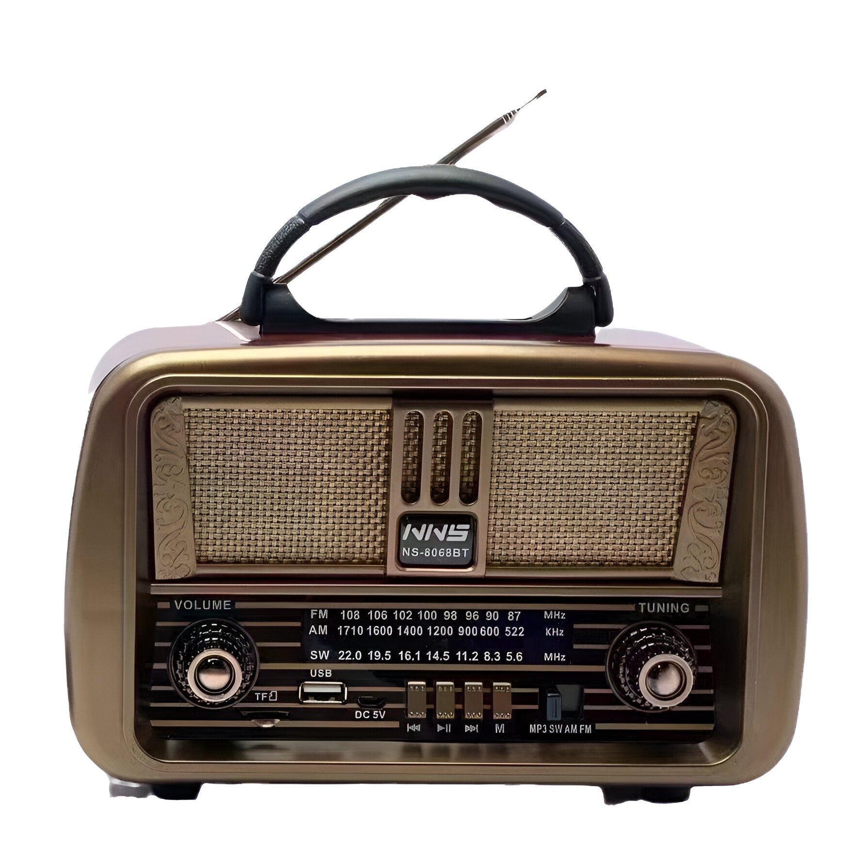 Bluetooth retro radio NS-8068BT — dva zvučnika u drvenom kućištu