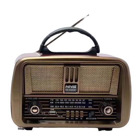 Bluetooth retro radio NS-8068BT — dva zvučnika u drvenom kućištu