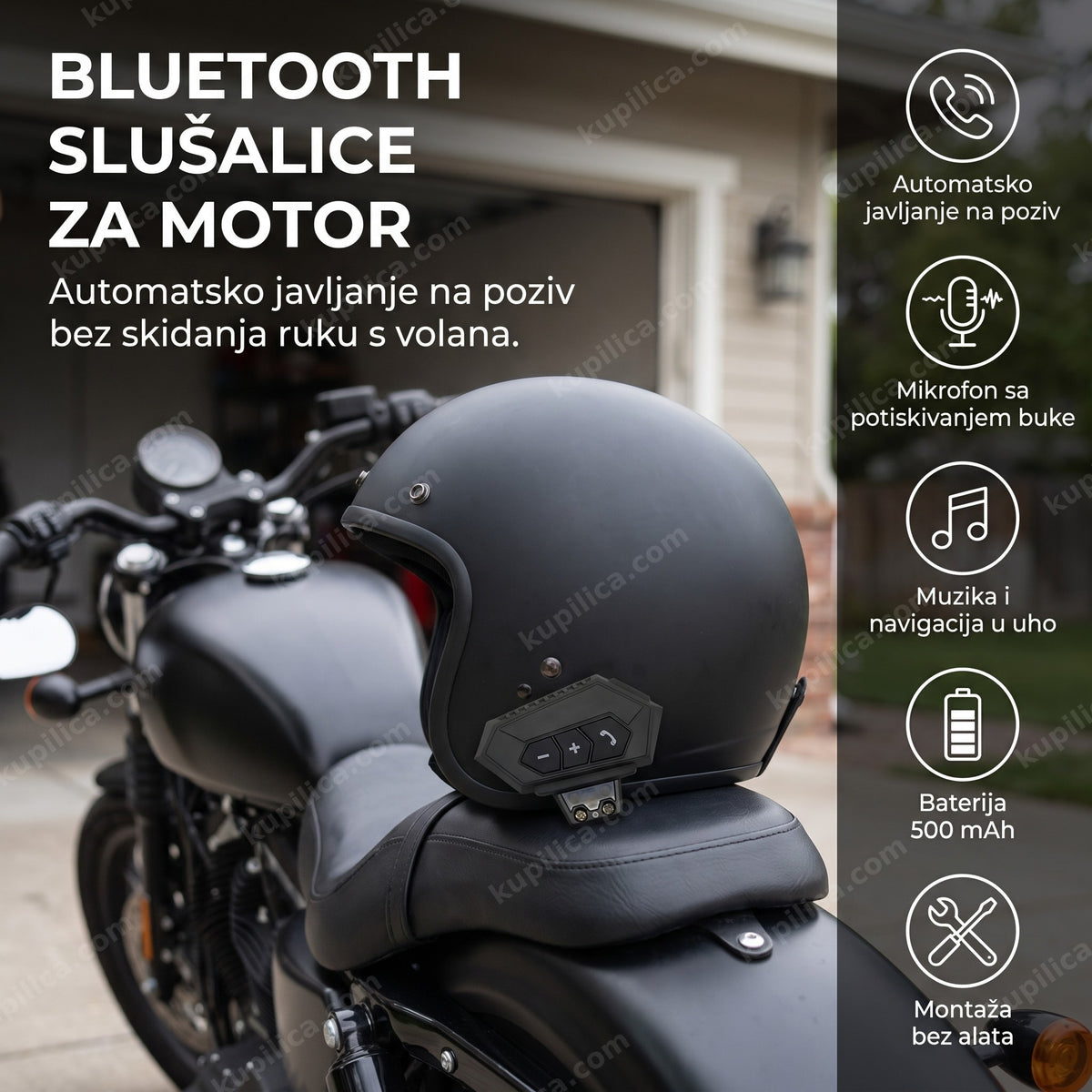 Bluetooth slušalice za motor montirane na kacigu na sedištu motocikla, benefiti proizvoda