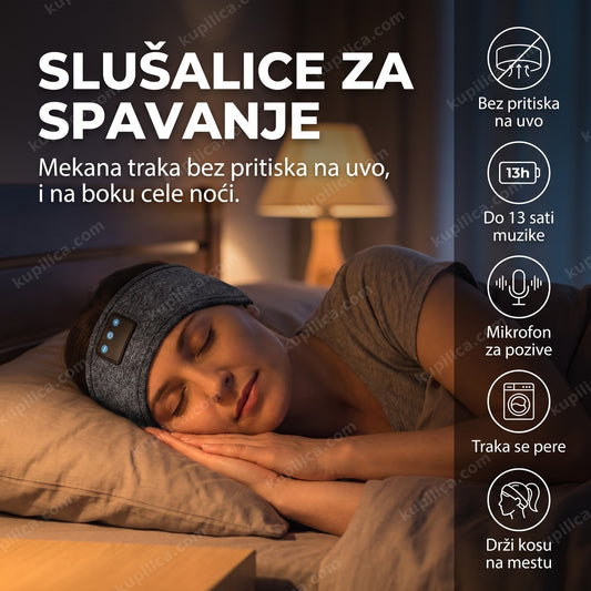 osoba sa bluetooth slušalicama za spavanje i trakom za glavu noću u krevetu, benefiti proizvoda