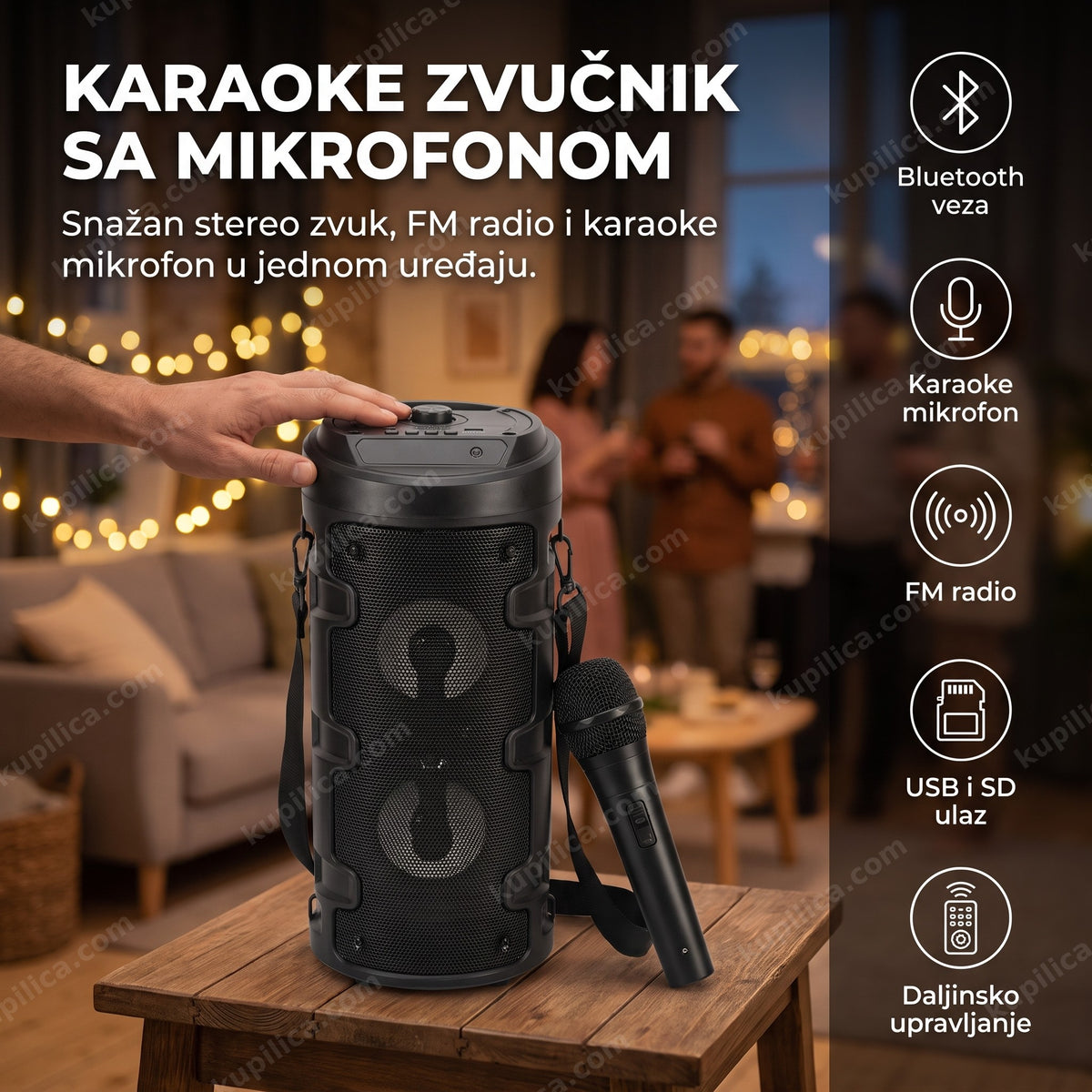 bluetooth zvučnik sa mikrofonom 40cm na kućnoj žurci, benefiti proizvoda