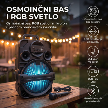 bluetooth zvučnik sa mikrofonom i rgb svetlom na žurki u dvorištu, benefiti proizvoda