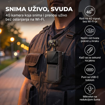 body cam 4g akciona kamera na prsluku obezbeđenja tokom noćne patrole — benefiti proizvoda