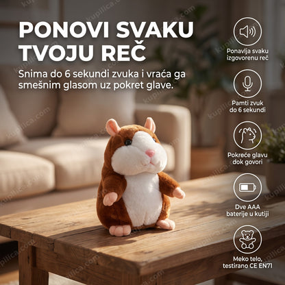 brbljivi hrčak plišana igračka na stolu u dnevnoj sobi, benefiti proizvoda
