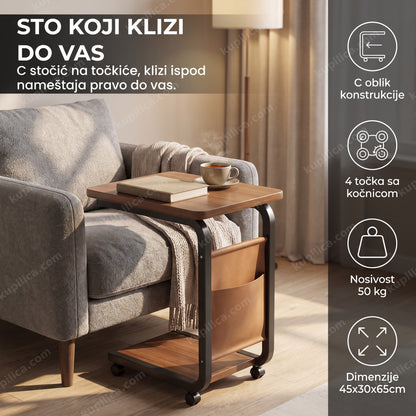 c stočić na točkiće pored fotelje sa knjigom i šoljom čaja, benefiti proizvoda